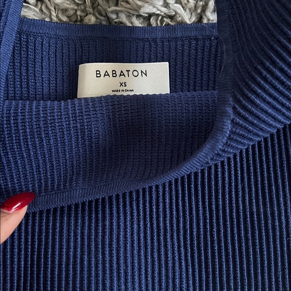 Babaton Arjun Women's Blue Ribbed Top - Picture 2 of 5